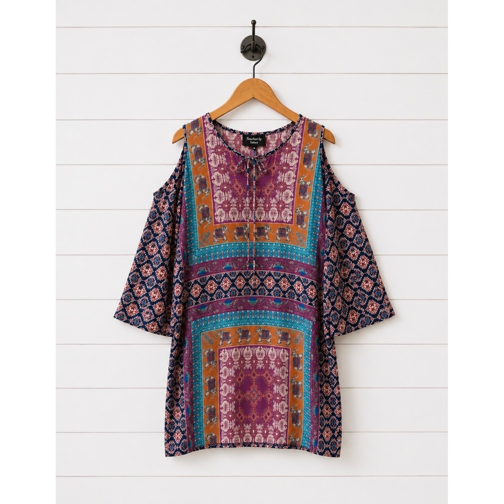 Anthropologie Feathers by Tolani Cold Shoulder Elephant Tunic‎ Dress S